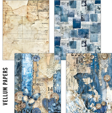 A5 Mixed Paper Pack - Blue Denim - Vellum / Tissue - 8 Sheets - Ciao Bella