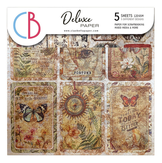 6x6 Deluxe Paper - Cabinet of Curiosities - Paper Pearl-Copper - 5/Pkg - Ciao Bella