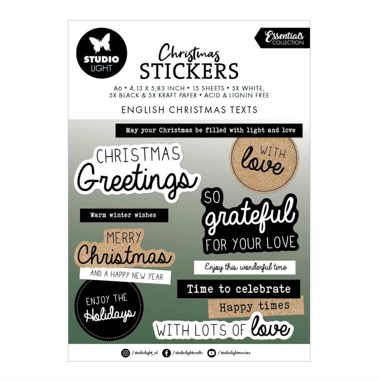 Sticker Pad - Christmas Texts - Nr 21 - Studio Light