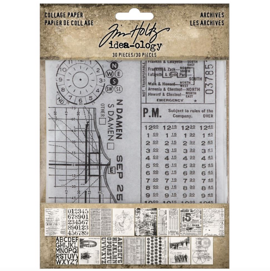Collage Paper - Archives - 30 Pieces - Ideaology - Tim Holtz