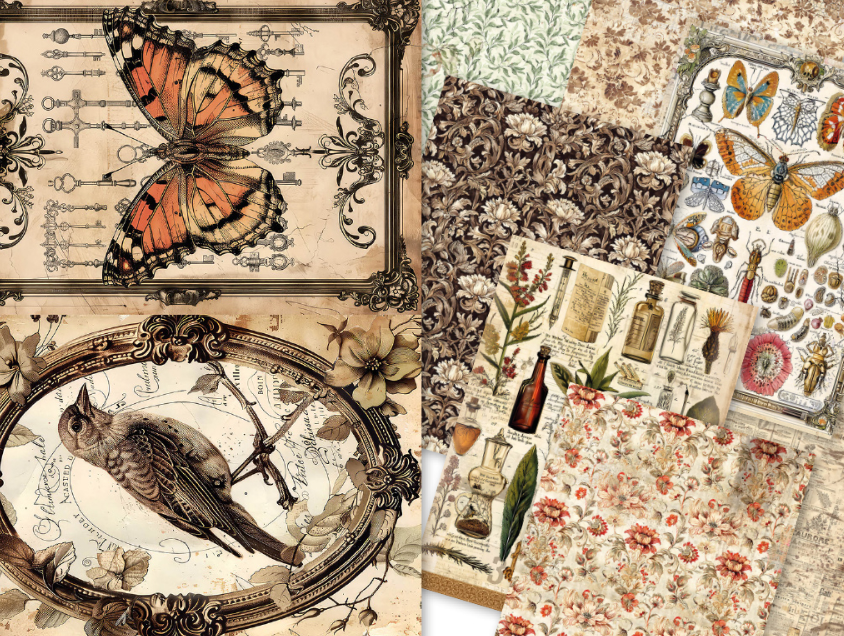 A5 Rice Paper Pack - Cabinet of Curiosities - 8 Sheets - Ciao Bella