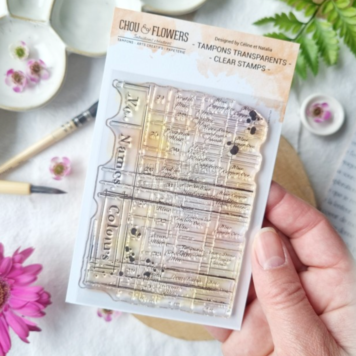 Clear Stamp - A7 - BACKGROUND COLORS- Chou and Flowers