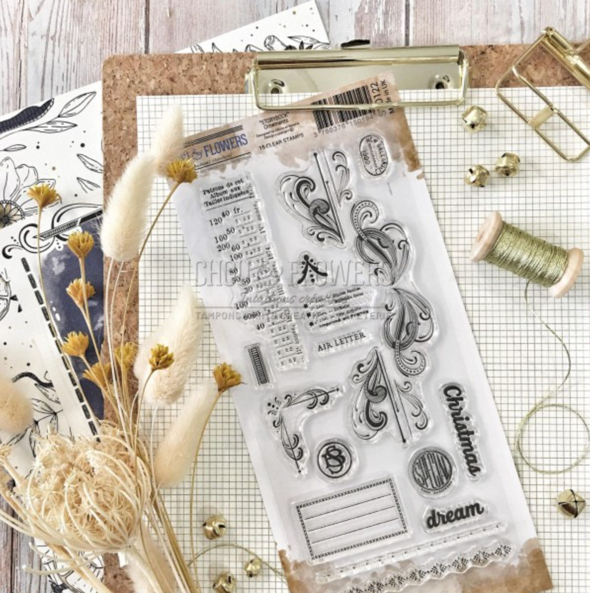 Clear Stamp - ORNAMENTS - Chou and Flowers