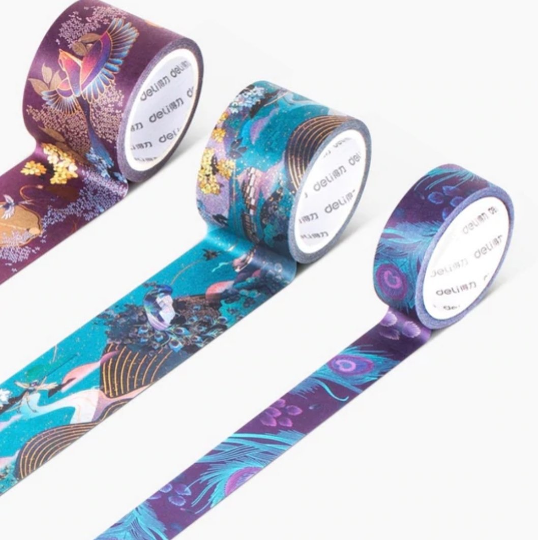 3 Piece Peacock Emerald Gilded Washi Tape Set Washi Tape Shop