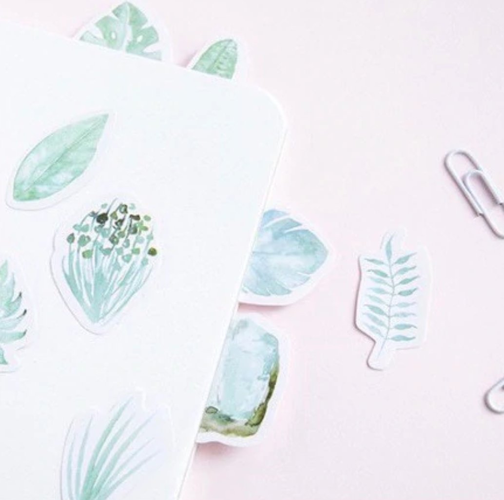 45 Piece Tropical Greens Planner Stickers Washi Tape Shop