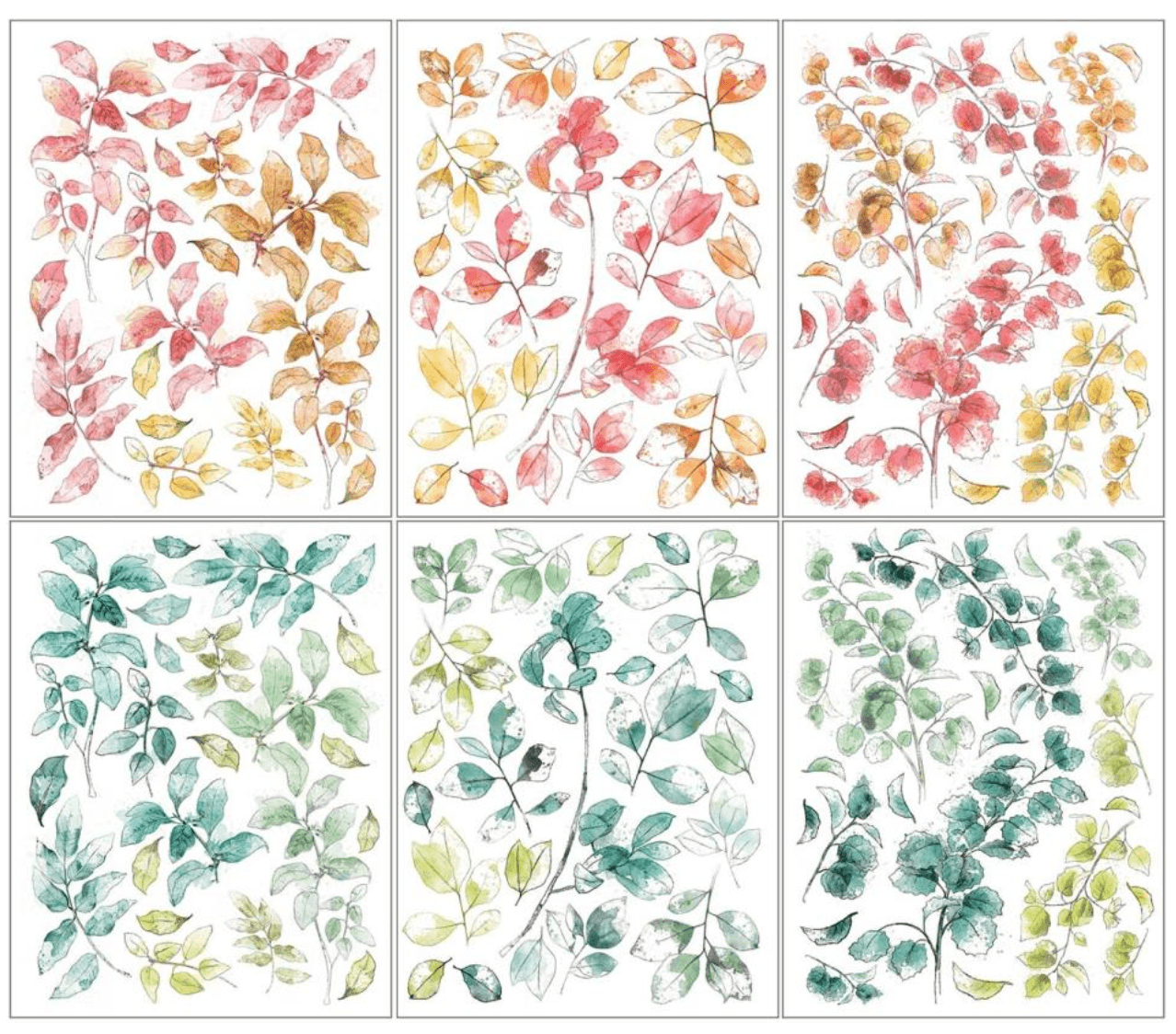 49 and Market - Spectrum Sherbet Leaves Rub-On Transfer Set - Messy Papercrafts