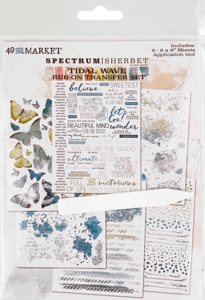 49 and Market - Spectrum Sherbet Tidal Wave Rub-On Transfer Set - Messy Papercrafts