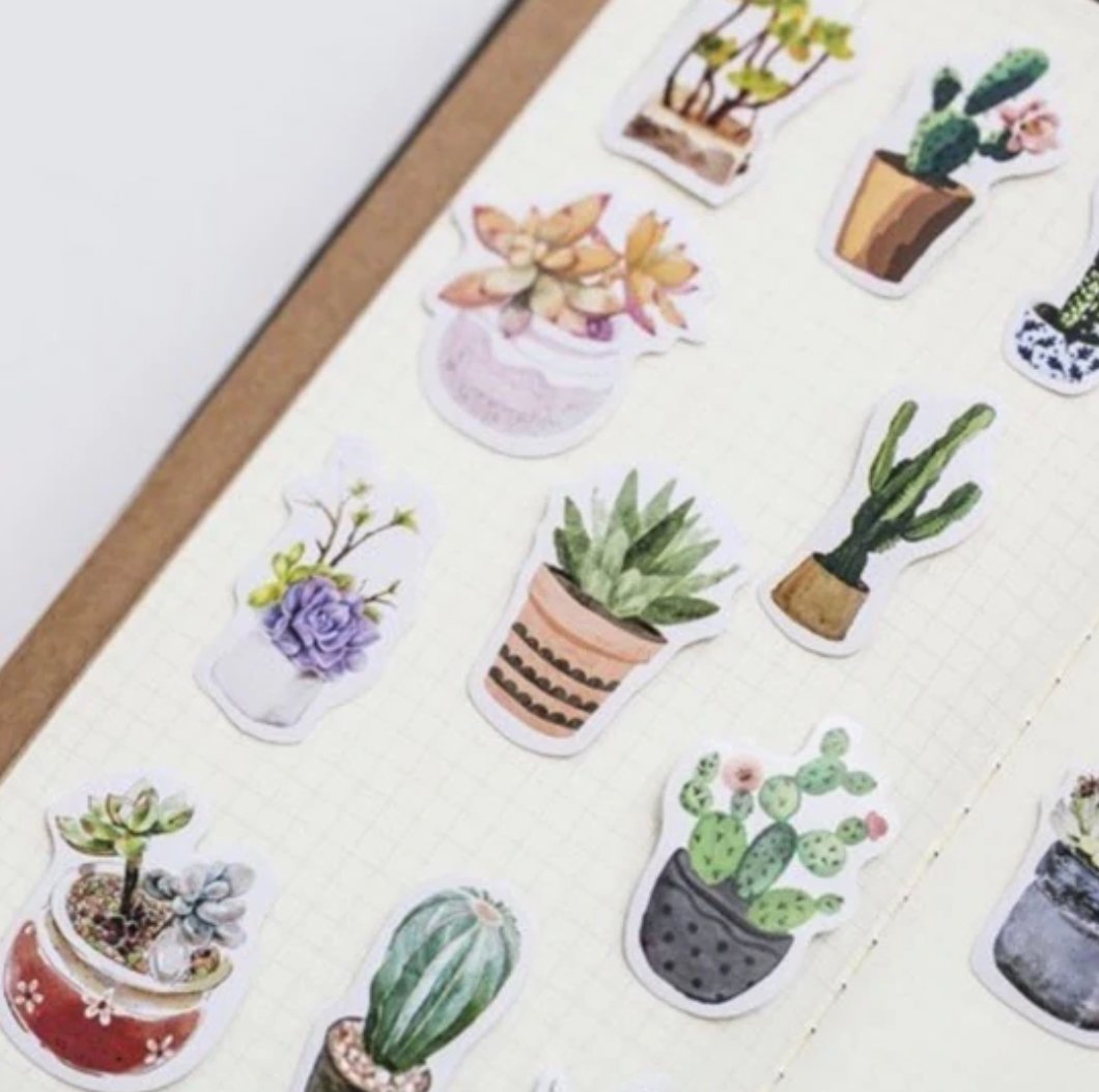50 Piece Succulents Delight Planner Stickers Washi Tape Shop
