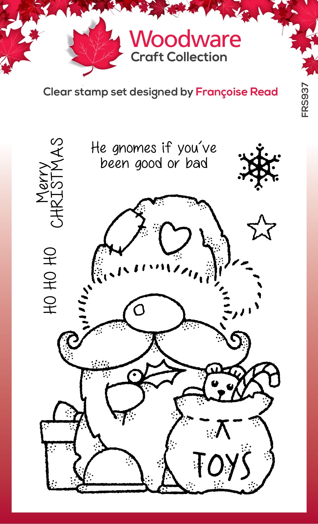 Santa Gnome - Clear Stamp - Woodware Craft Collection - 4X6