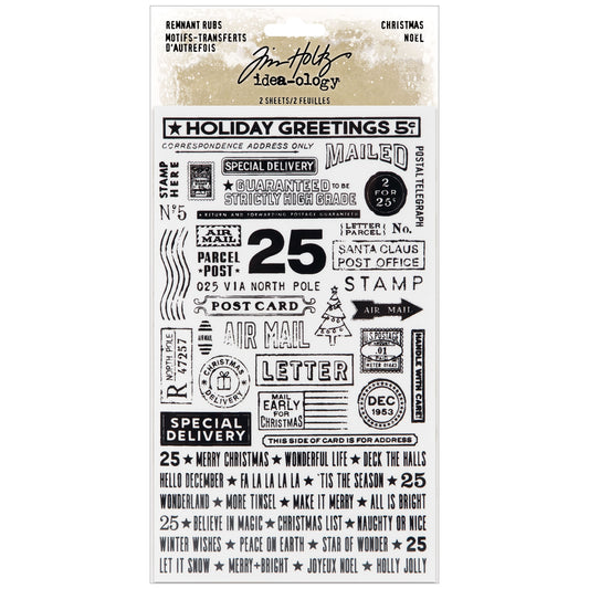 Remnant Rubs - Christmas - 2 Pcs - Idea-Ology - Tim Holtz