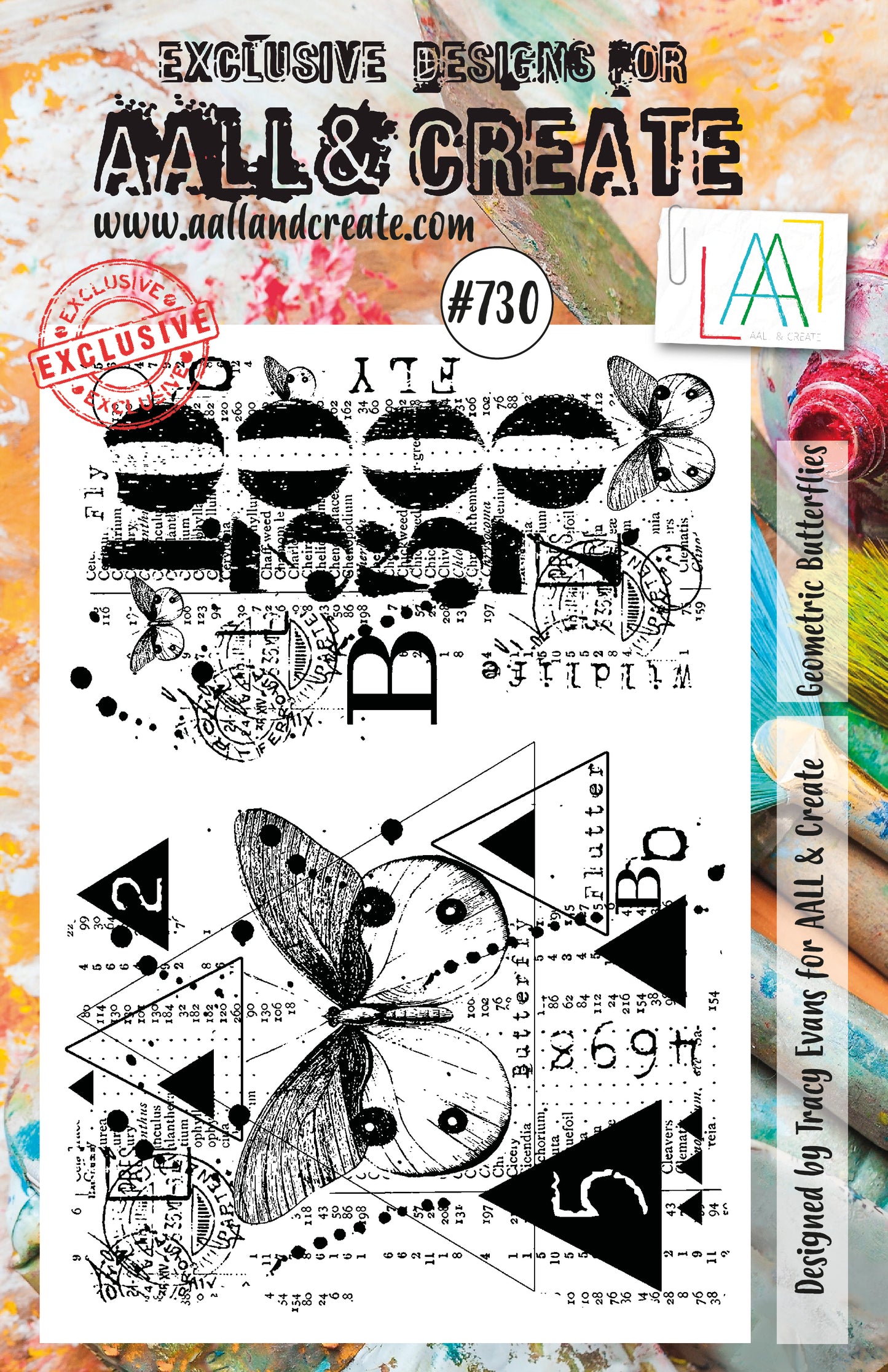 ALL and Create - Geometric Butterflies - A5 - Designer Tracy Evans- Clear Stamp Set - #730