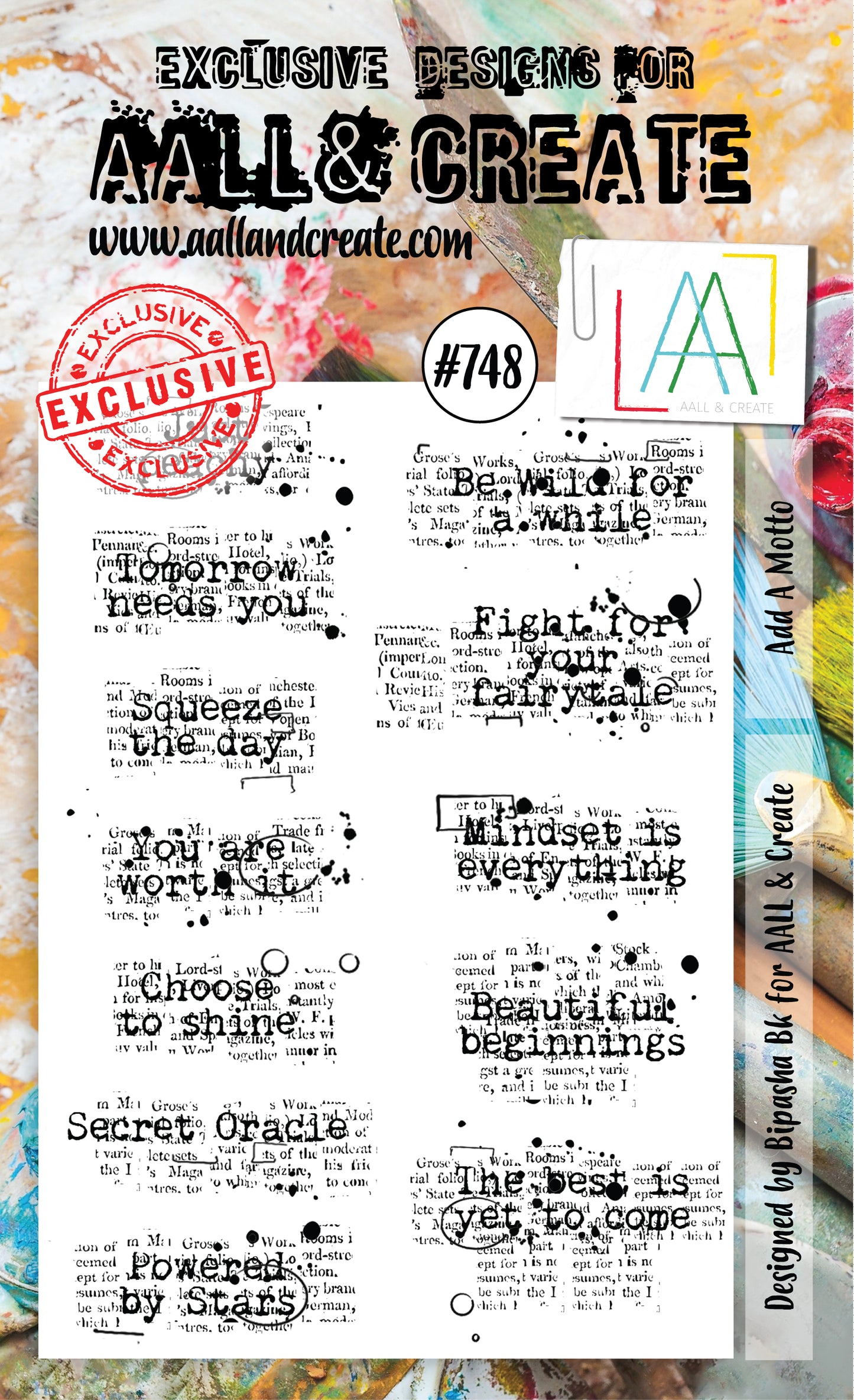 AALL and Create - Add A Motto - A6 - Designer Bipasha BK - Clear Stamp Set - #748