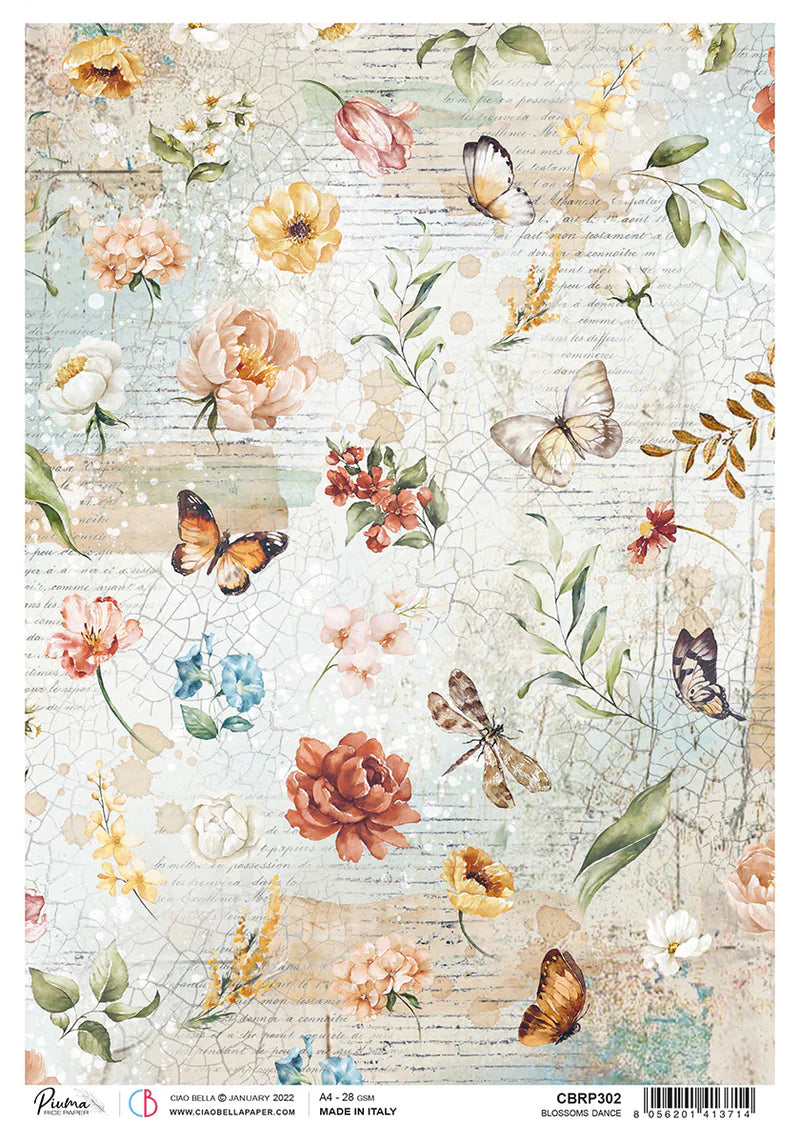 Rice Paper A4 - Blossoms Dance - Piuma - Ciao Bella