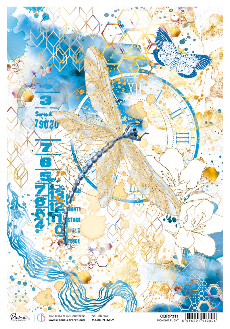 Rice Paper A4 - Midnight Flight - Piuma - Ciao Bella