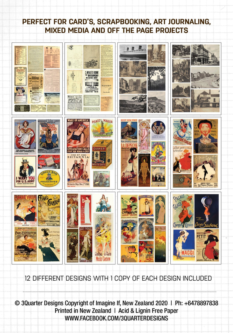 A5 - From The Archives - Ephemera Fussy Cutting Pack - 3 Quarter Designs