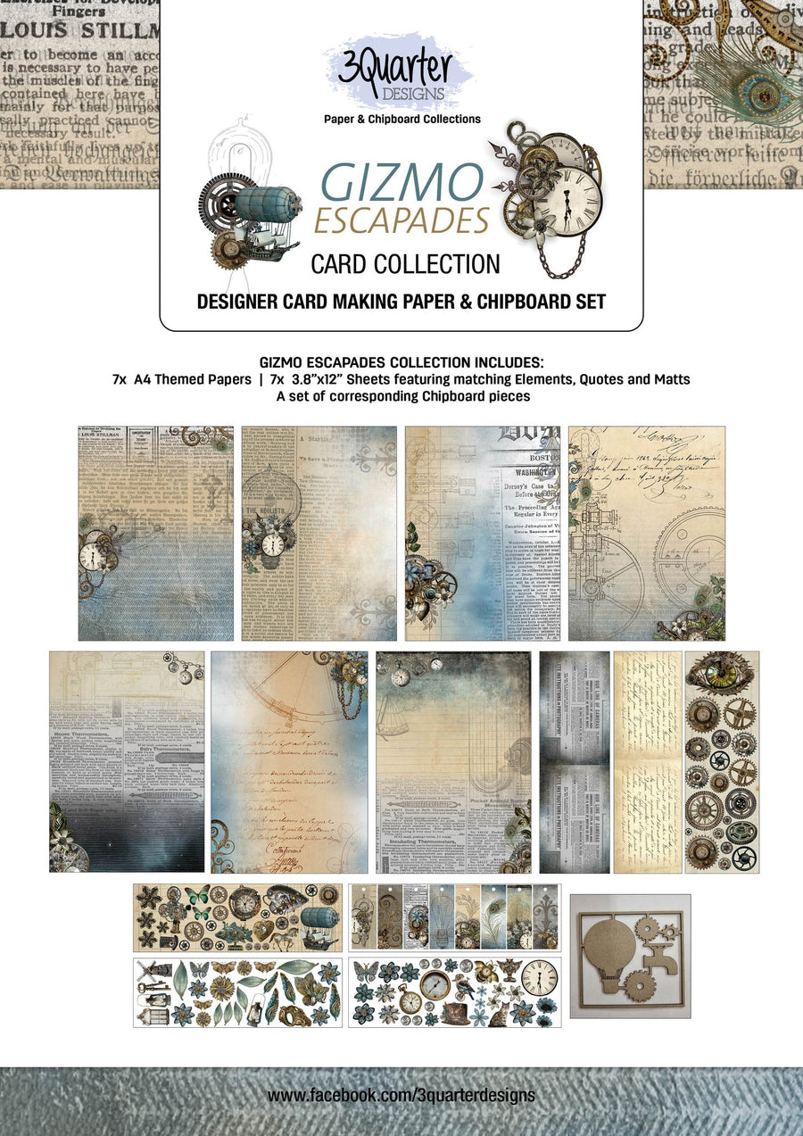 A4 - Gizmo Escapades Card Collection - 3 Quarter Designs