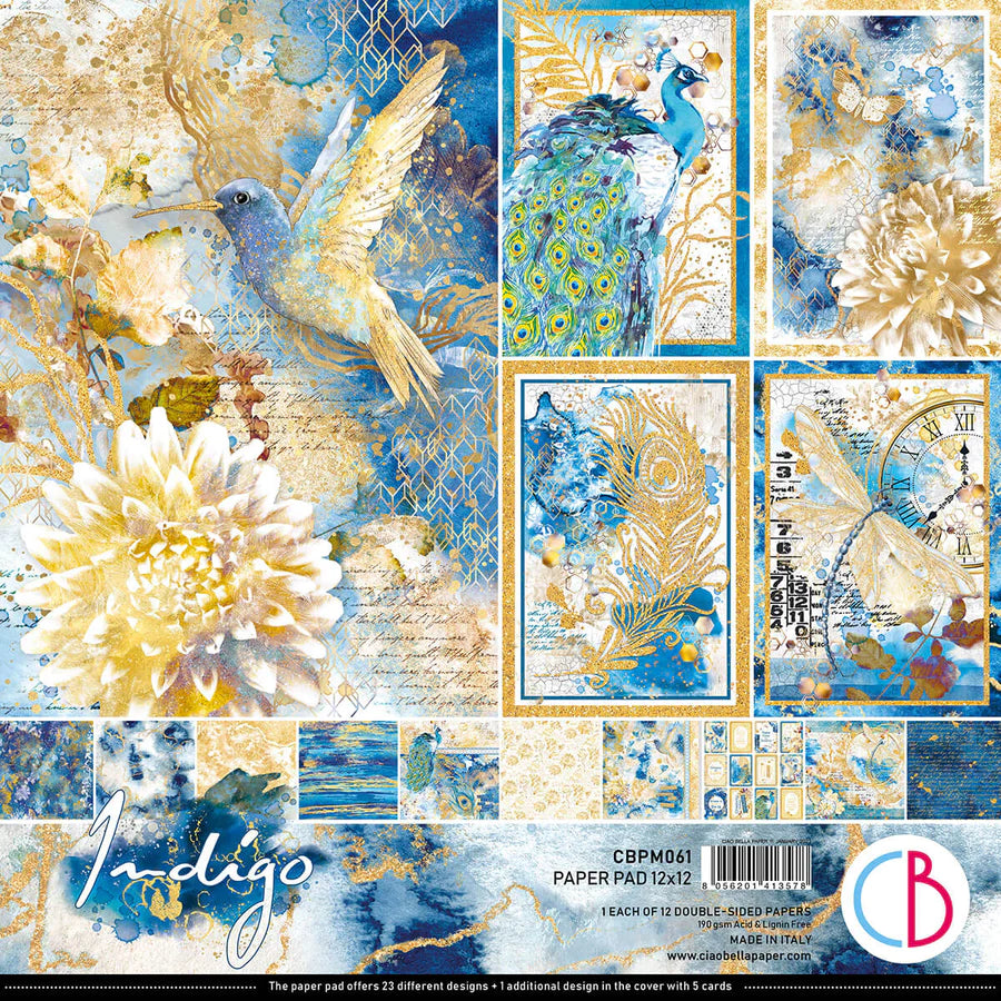 12x12 - Indigo - Paper Pad - 12/Pkg - Ciao Bella