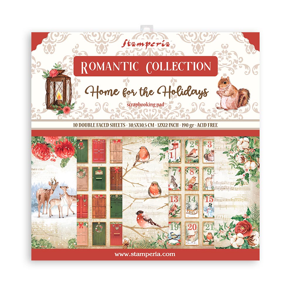 Stamperia Home for The Holidays Paper Pad Romantic 12x12