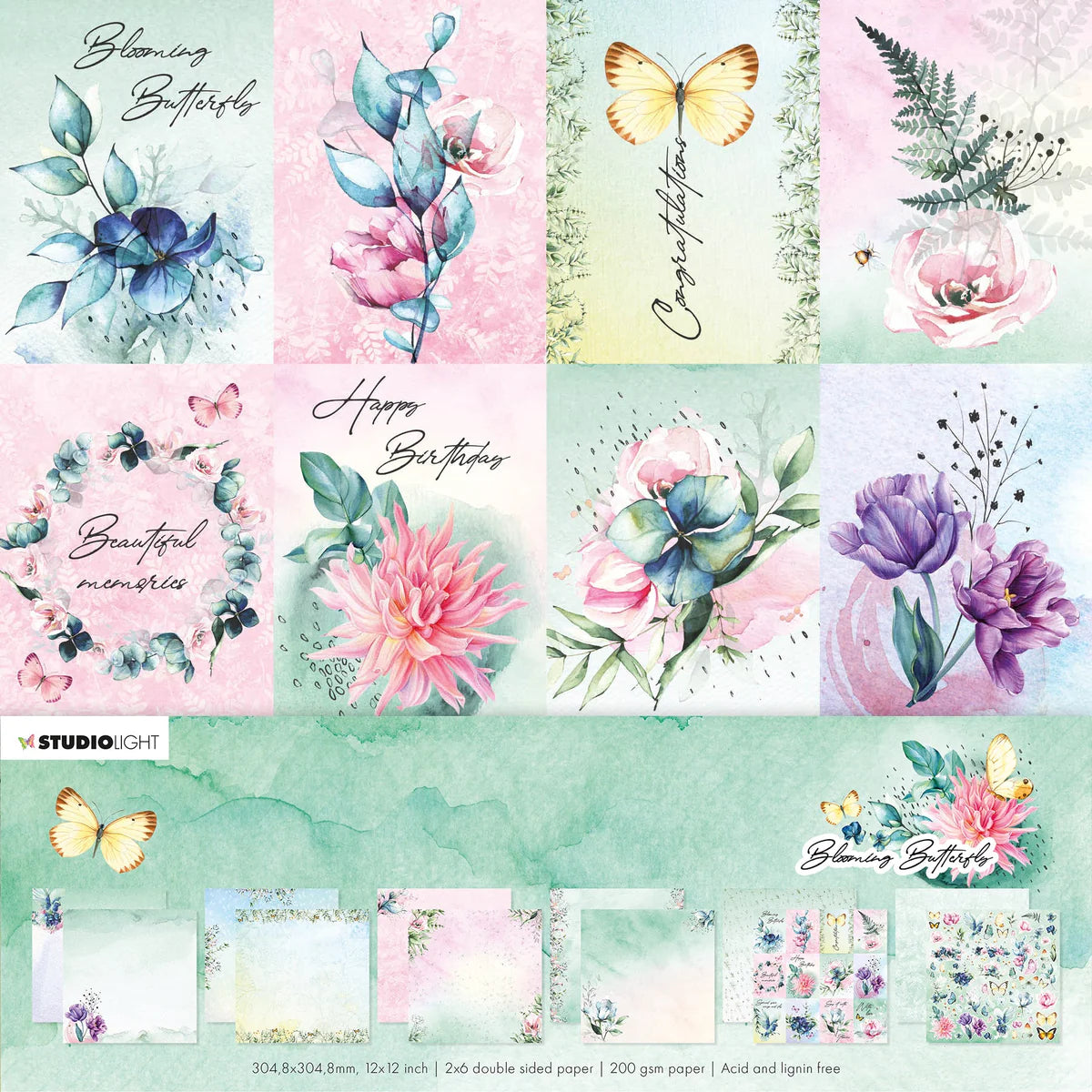 12x12 - Blooming Butterfly - Paper Set - Studio Light