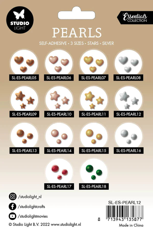 240 Pcs Silver Stars - Self-Adhesive Pearls - Essentials - Studio Light