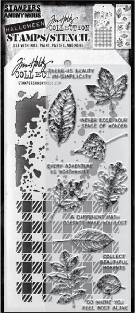 Tim Holtz Nature's Wonder Stamps and Gingham & Grime Stencils