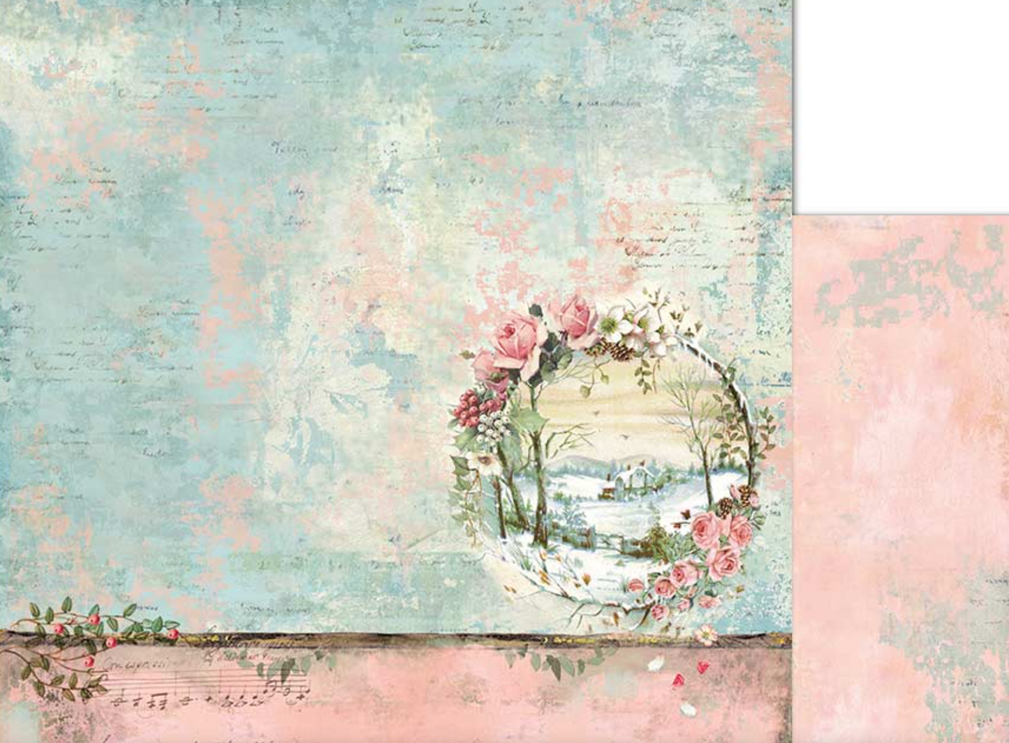 12x12 Inch - Pink Christmas - Scrapbooking Pad - Stamperia