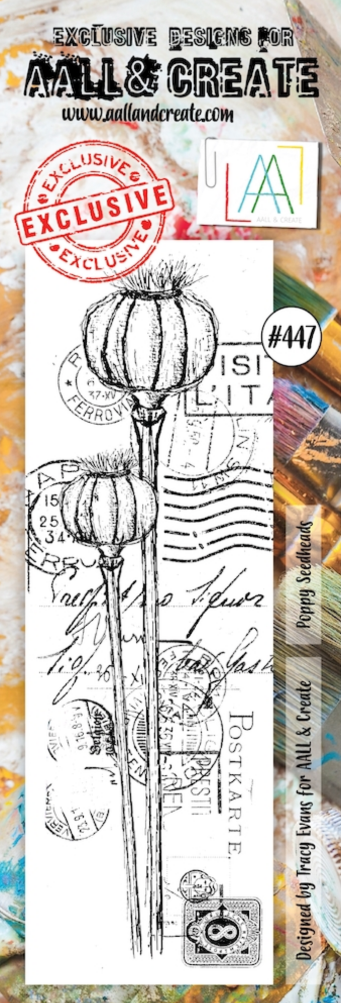 Aall and Create - Poppy Seedheads - Border Stamp - Designer Tracy Evans - Clear Stamp - #447