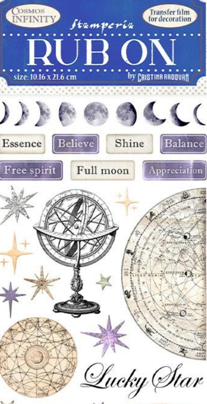 Cosmos Infinity - Rub-On - Lucky Star - 4x8.5 Inch - Stamperia