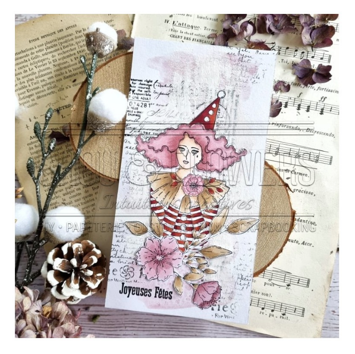 Rubber Stamp Set - 4x7 Inch - COURRIER FLEURI - Chou and Flowers