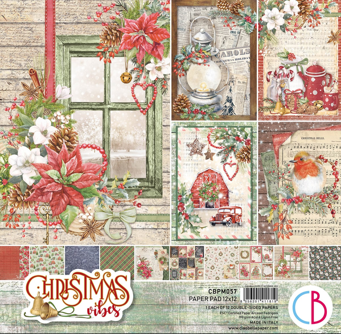 12x12 - Christmas Vibes Paper Pad - 12/Pkg - Ciao Bella