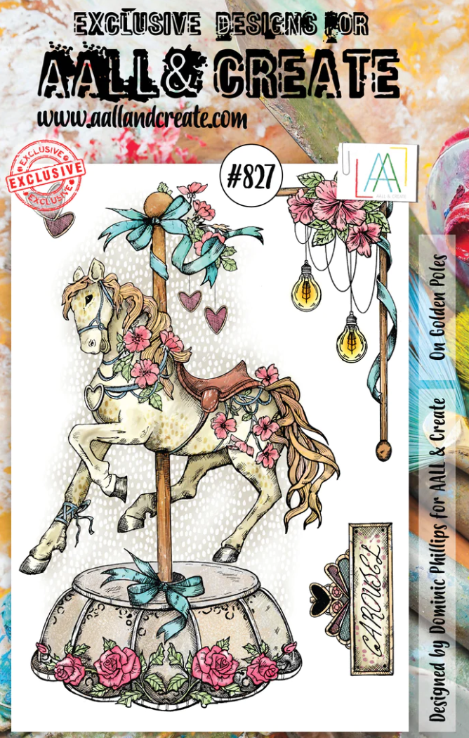 A5 - On Golden Poles - Clear Stamp Set - AALL and Create - Designer Dominic Phillips - #827