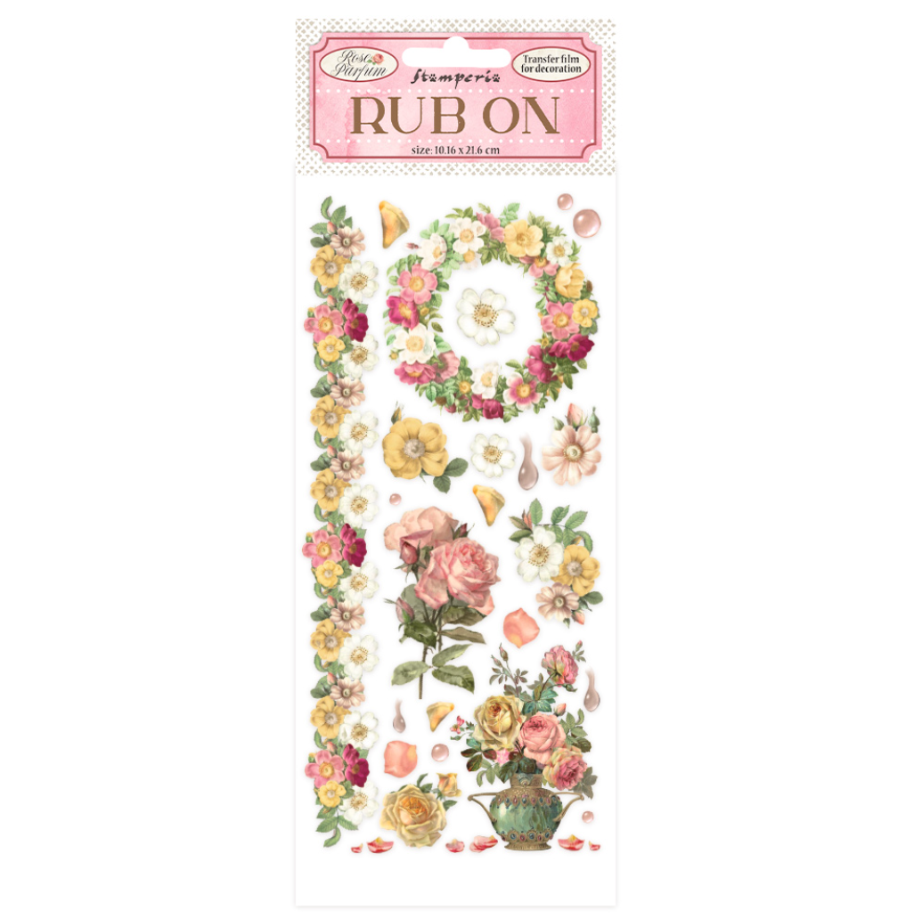 Rub On - Flowers And Garland 15 - Rose Parfum - Stamperia