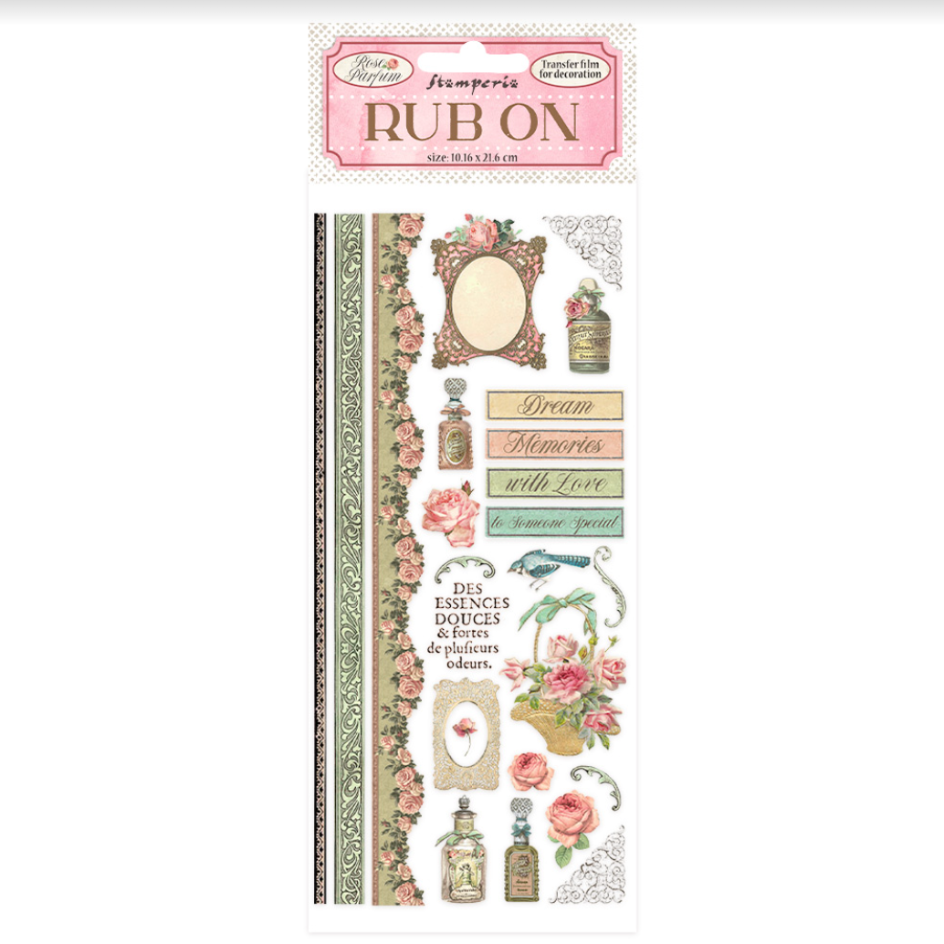 Rub On - Borders And Parfumes 14 - Rose Parfum - Stamperia