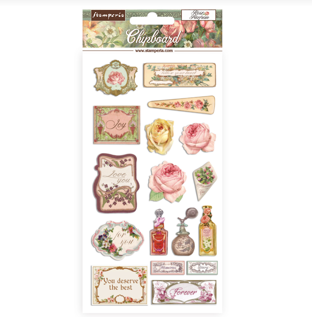 Adhesive Chipboard 6X12 Inch - Rose Parfum - Stamperia