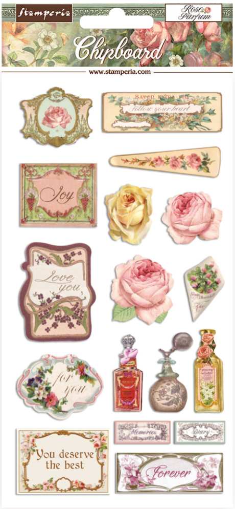 Adhesive Chipboard 6X12 Inch - Rose Parfum - Stamperia