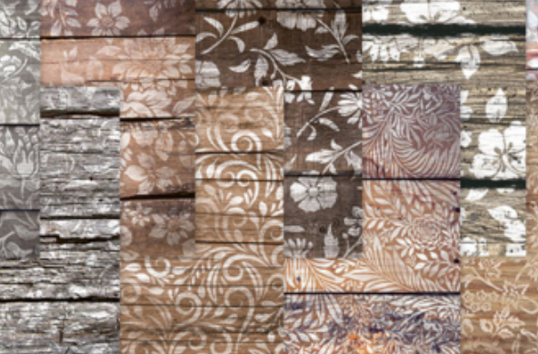 Mintay Papers - 6X8 Basic Book 12 - Backgrounds - Floral Wood