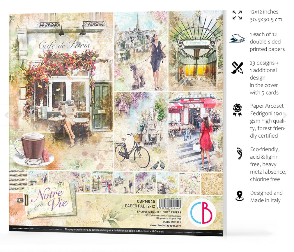12x12 - Notre Vie - Paper Pad - Ciao Bella