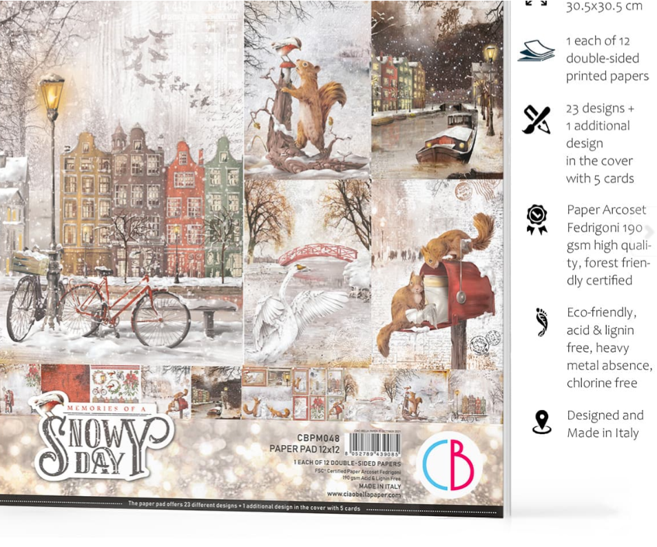 12x12 - Memories Of A Snowy Day - Paper Pad - 12/Pkg - Ciao Bella
