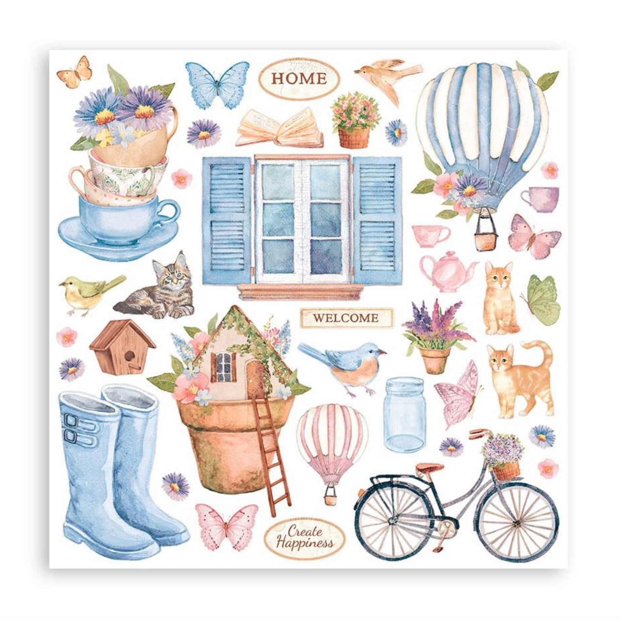 12x12 - Create Happiness Welcome Home - Double Sided Paper Pad - Stamperia