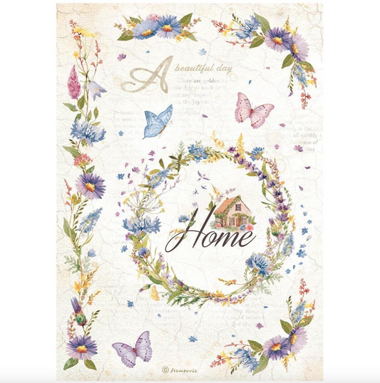A4 Rice Paper - Garland - Create Happiness Welcome Home - Stamperia