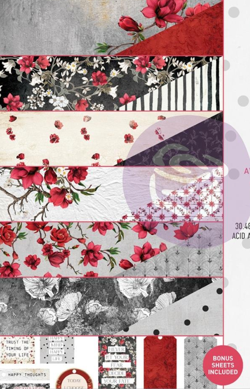 12 x 12 Paper Pad - Magnolia Rouge - Prima Marketing - Double Sided Paper Pad - 26/Pkg