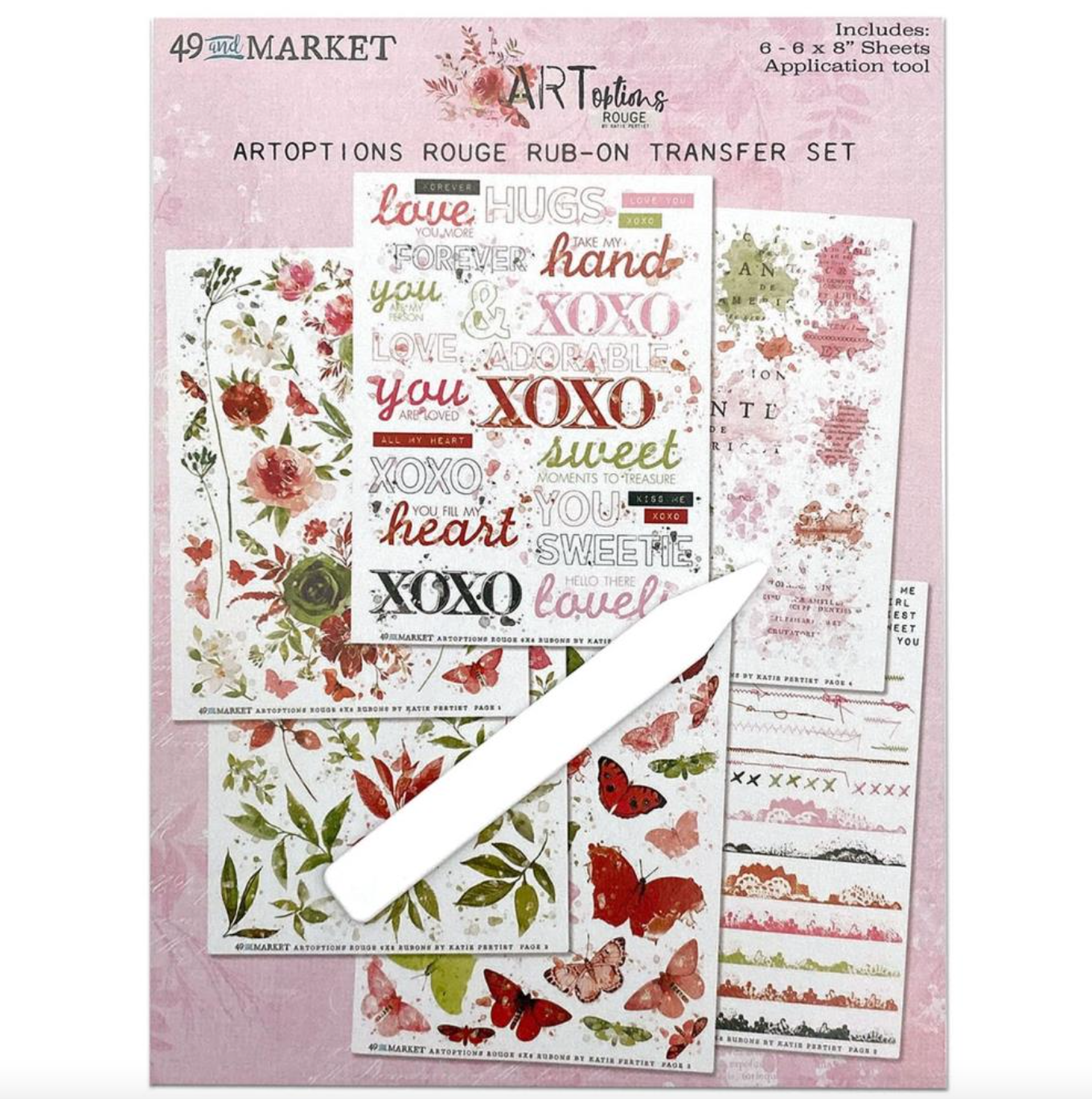Art Options - Rouge - Rub-Ons 6x8 - 6 Sheets - 49 and Market