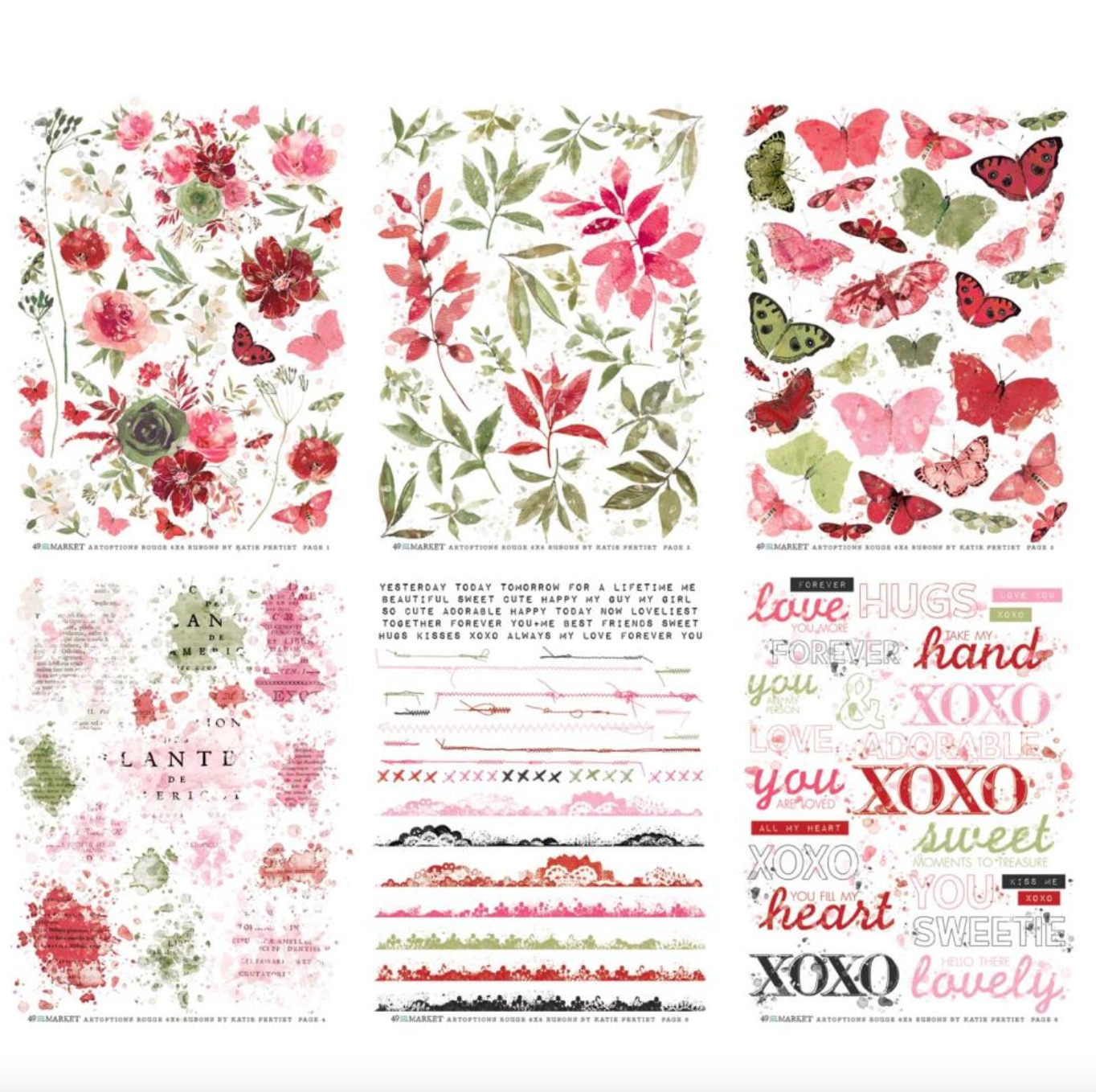 Art Options - Rouge - Rub-Ons 6x8 - 6 Sheets - 49 and Market