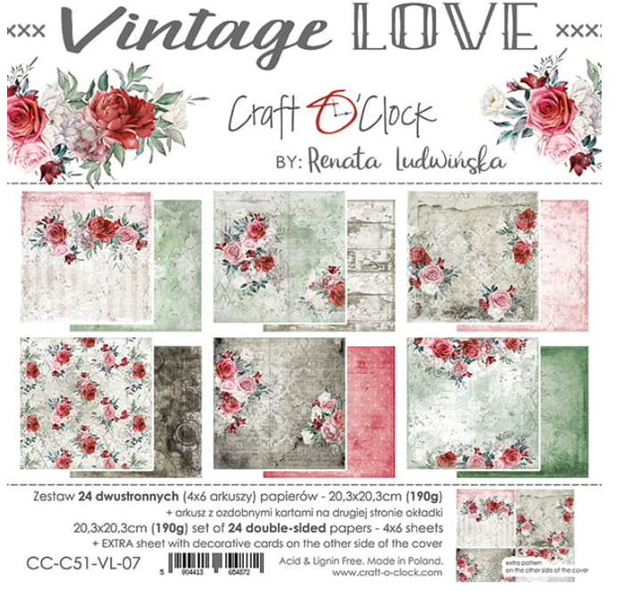 12 x 12 Inch - VINTAGE LOVE - Craft O Clock