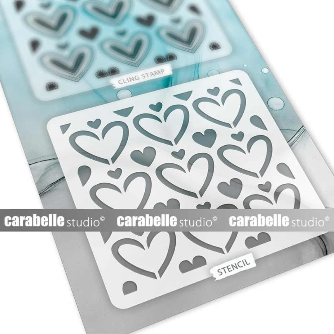 Art Stamp and Stencil Set - Heartful Pattern - Birgit Koopsen - Carabelle Studio