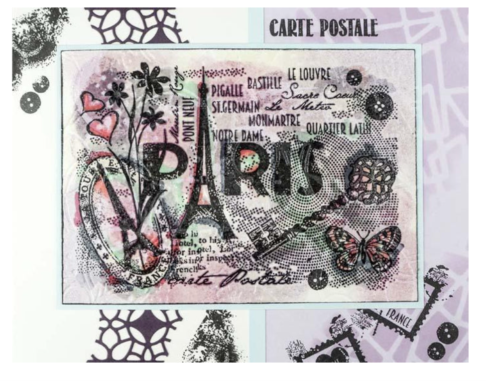 Paris Postcard - Clear Stamp - Woodware Craft Collection - 4X6