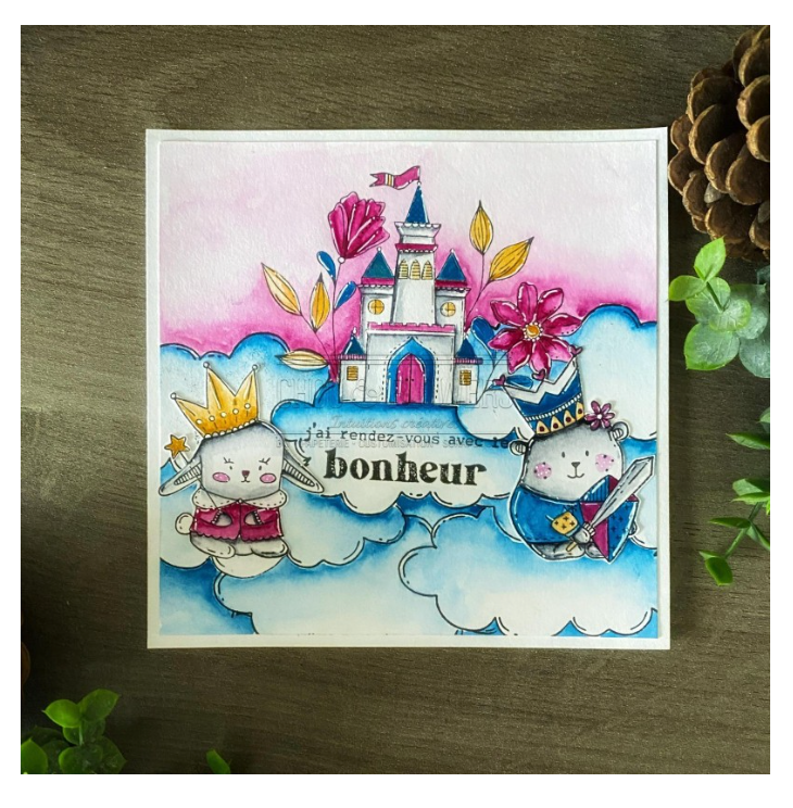 Doudou Chevalier - Stamp - 2.5 x 1.5 inch - Chou and Flowers