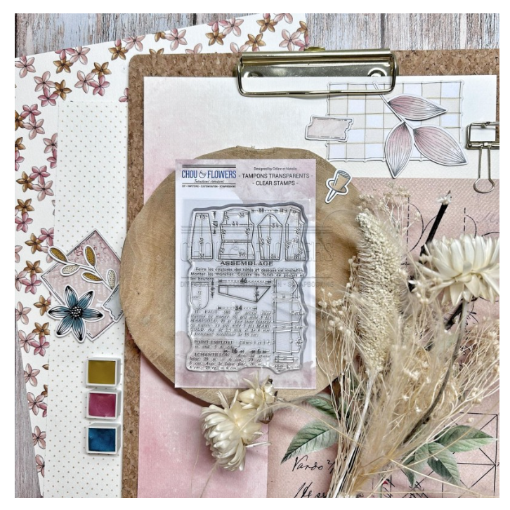 Patterns Background / Fond Patron - Clear Stamp - Chou and Flowers