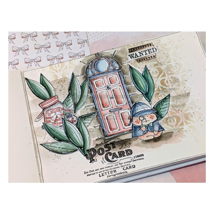 Doudou Detective - Stamp - 2.5 x 1.5 inch - Chou and Flowers