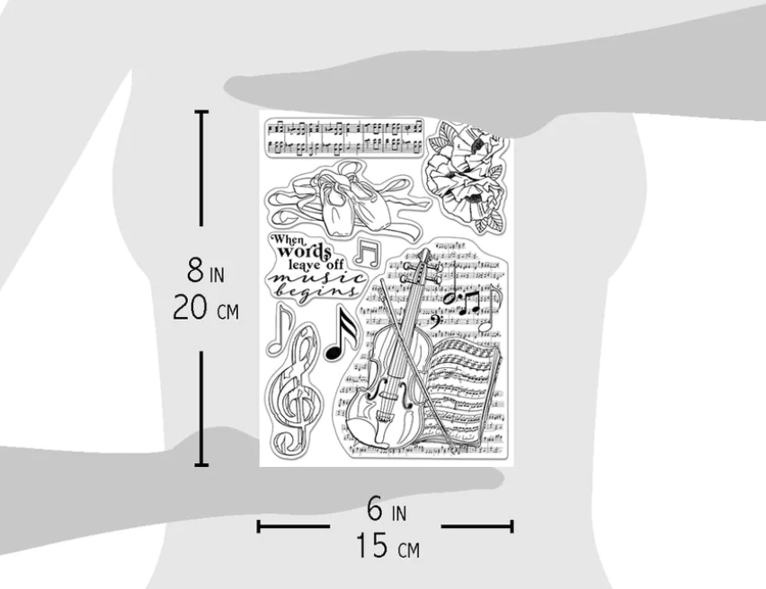Clear Stamp Set - Music Begins - 6x8 - Ciao Bella